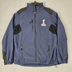 Reebok Super Bowl XLV 45 Jacket Mens Large Packers Steelers Embroidered Full Zip